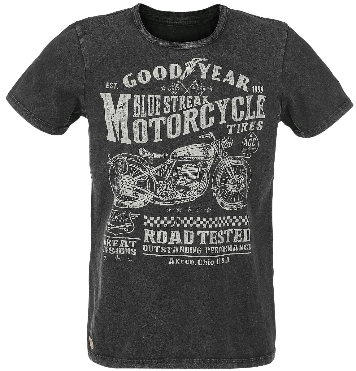 T-Shirt Manches courtes Rockabilly de GoodYear - Shelburne - S à 3XL - pour Homme - noir - Goodyear