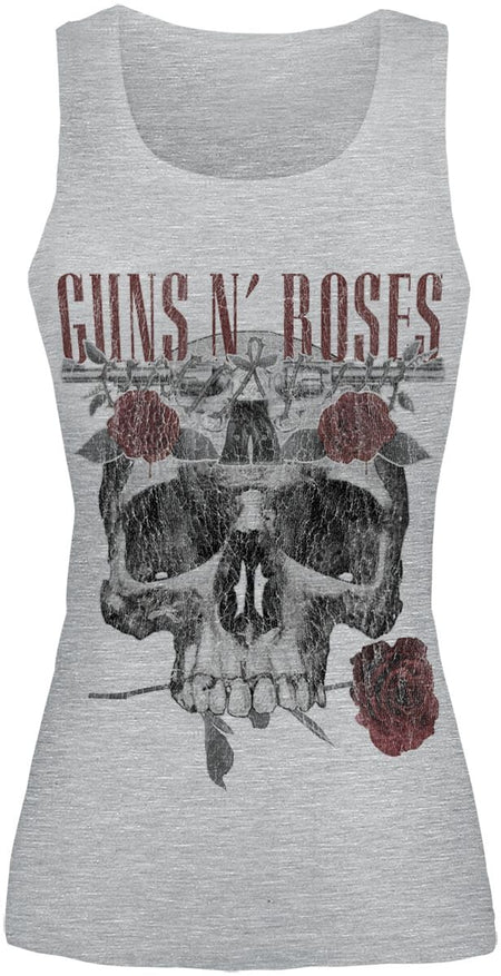 Top  de Guns N' Roses - Flower Skull - L à XL - pour Femme - gris chiné - Guns N' Roses