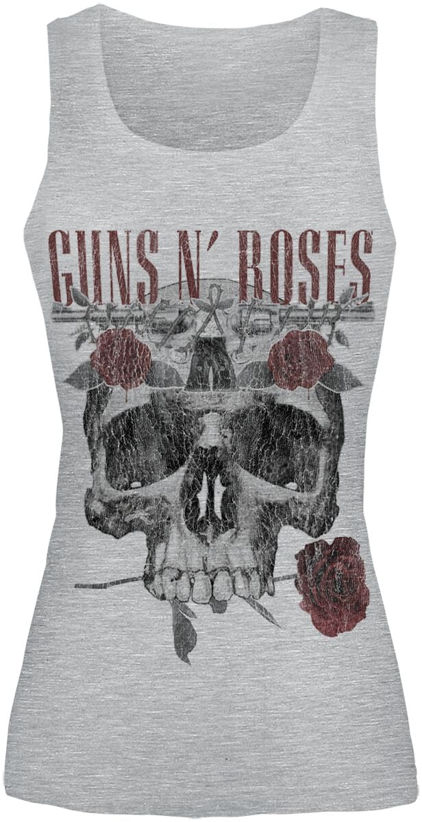 Top  de Guns N' Roses - Flower Skull - L à XL - pour Femme - gris chiné - Guns N' Roses