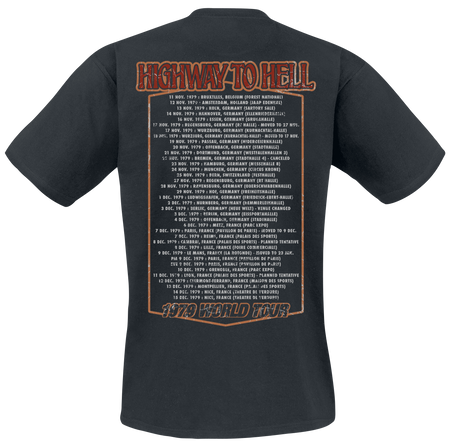 T-Shirt Manches courtes  de AC/DC - Highway To Hell Tour '79 - S à 5XL - pour Unisexe - noir - AC/DC - View 2