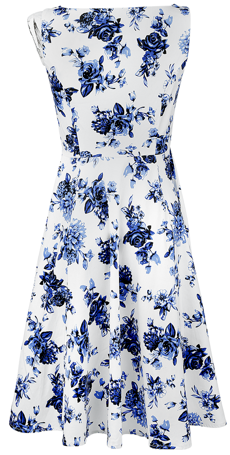 Robe mi-longue Rockabilly de H&R London - Robe trapèze Blue Rosaceae - S à 3XL - pour Femme - multicolore - H&R London - View 2