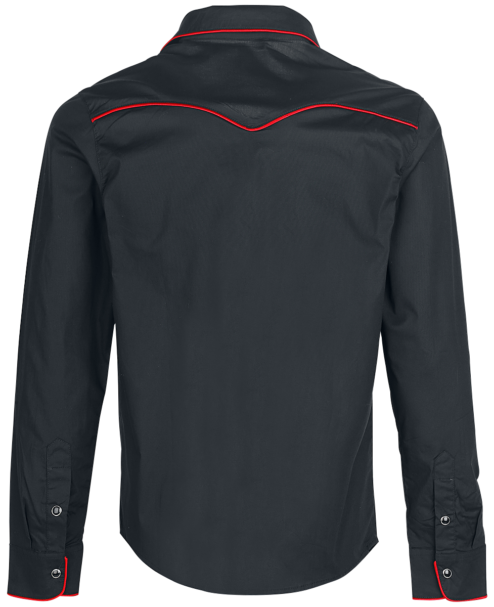 Chemise manches longues Rockabilly de Banned Alternative - Coutures Unies - S à 5XL - pour Homme - noir/rouge - Banned Alternative - View 2