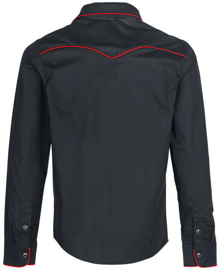 Chemise manches longues Rockabilly de Banned Alternative - Coutures Unies - S à 5XL - pour Homme - noir/rouge - Banned Alternative - View 2