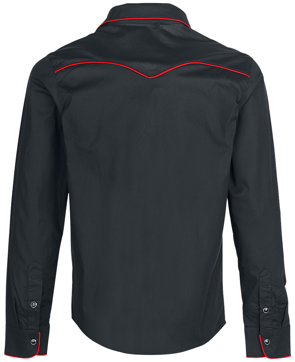 Chemise manches longues Rockabilly de Banned Alternative - Coutures Unies - S à 5XL - pour Homme - noir/rouge - Banned Alternative - View 2