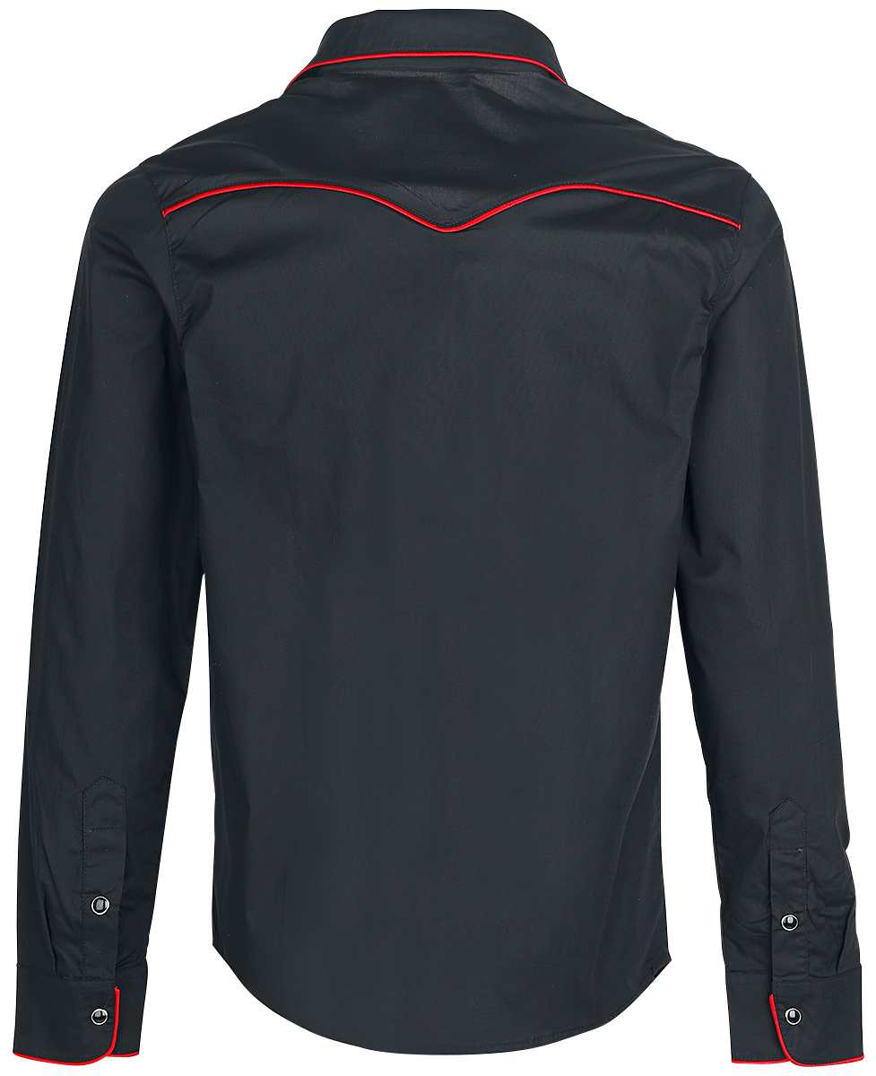 Chemise manches longues Rockabilly de Banned Alternative - Coutures Unies - S à 5XL - pour Homme - noir/rouge - Banned Alternative - View 2