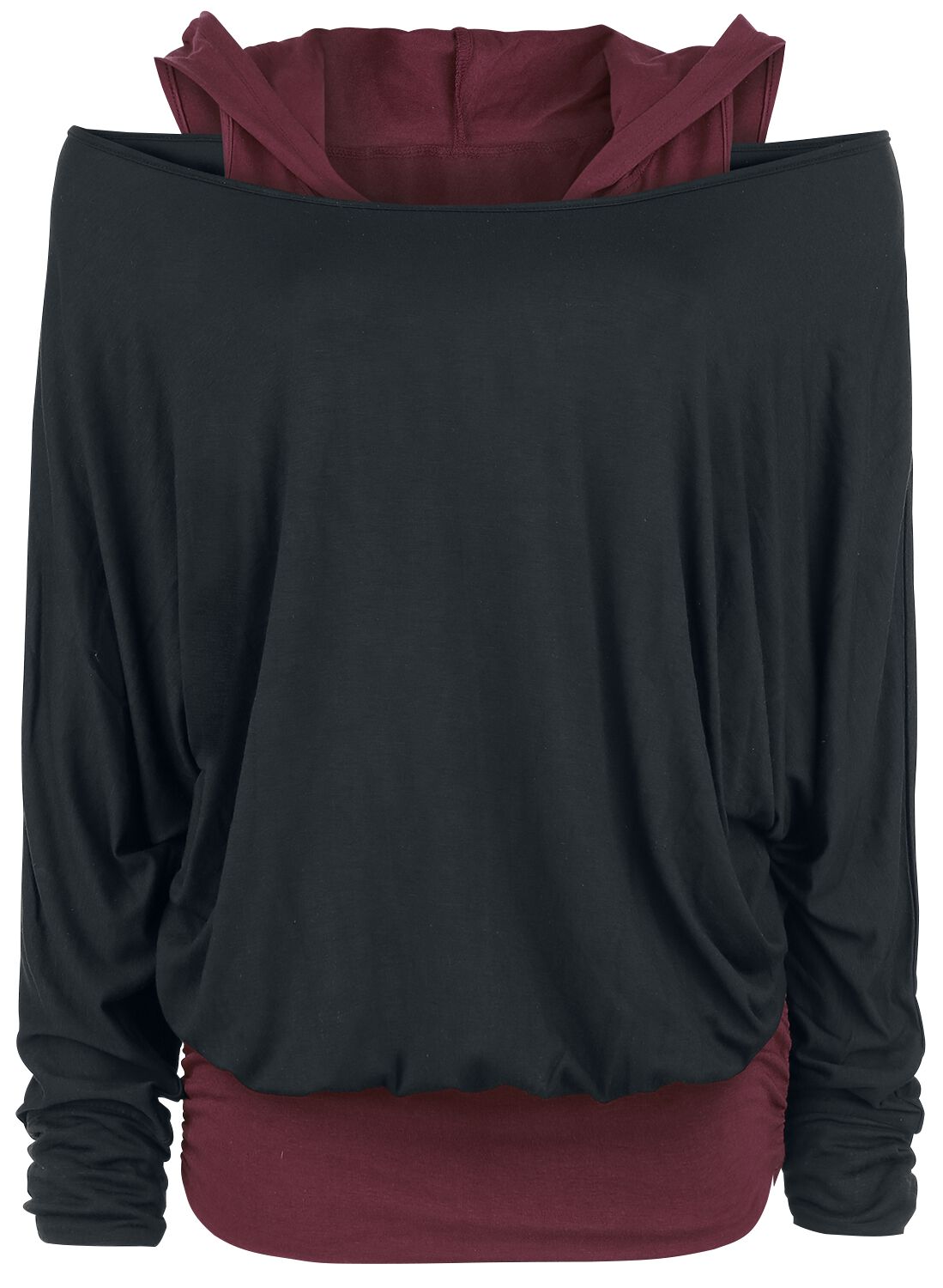T-shirt manches longues  de Black Premium by EMP - Get Loose - S à 5XL - pour Femme - noir/bordeaux - Black Premium by EMP