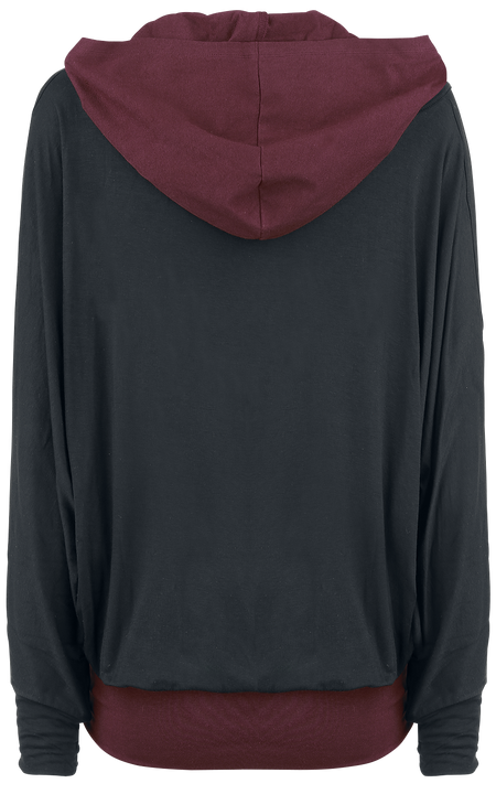 T-shirt manches longues  de Black Premium by EMP - Get Loose - S à 5XL - pour Femme - noir/bordeaux - Black Premium by EMP - View 2