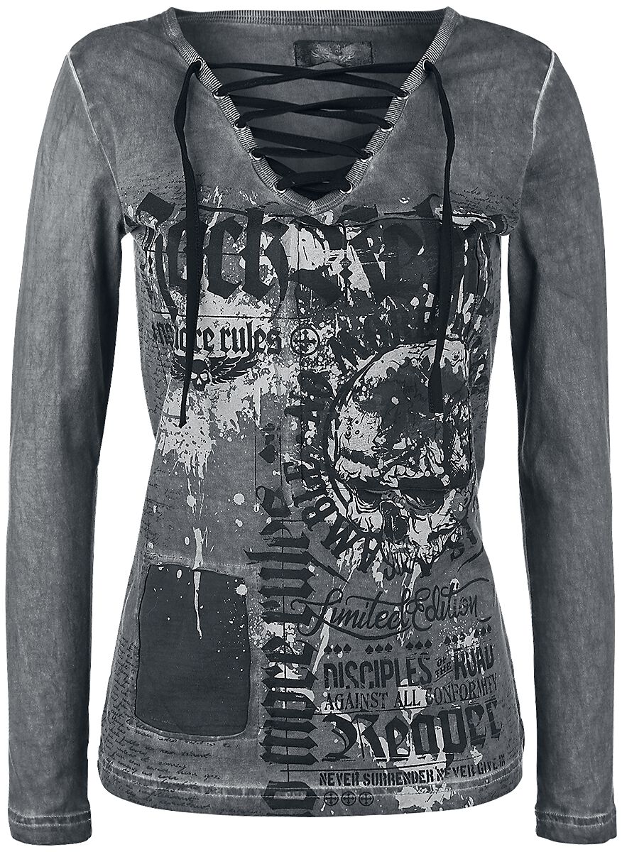 T-shirt manches longues  de Rock Rebel by EMP - Stay Awake - S à XXL - pour Femme - gris - Rock Rebel by EMP