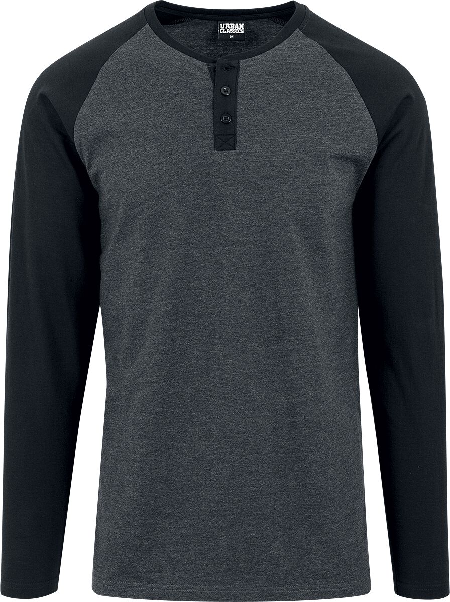 T-shirt manches longues  de Urban Classics - Manches Raglan Henley L/S - M à XXL - pour Homme - anthracite/noir - Urban Classics