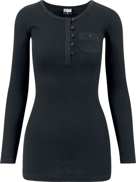 T-shirt manches longues  de Urban Classics - Haut long Femme Pocket Turnup - XS à XL - pour Femme - noir - Urban Classics