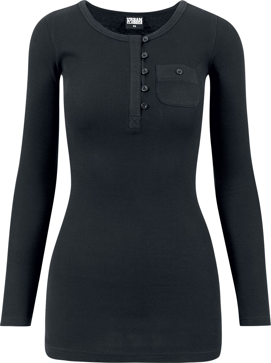 T-shirt manches longues  de Urban Classics - Haut long Femme Pocket Turnup - XS à XL - pour Femme - noir - Urban Classics