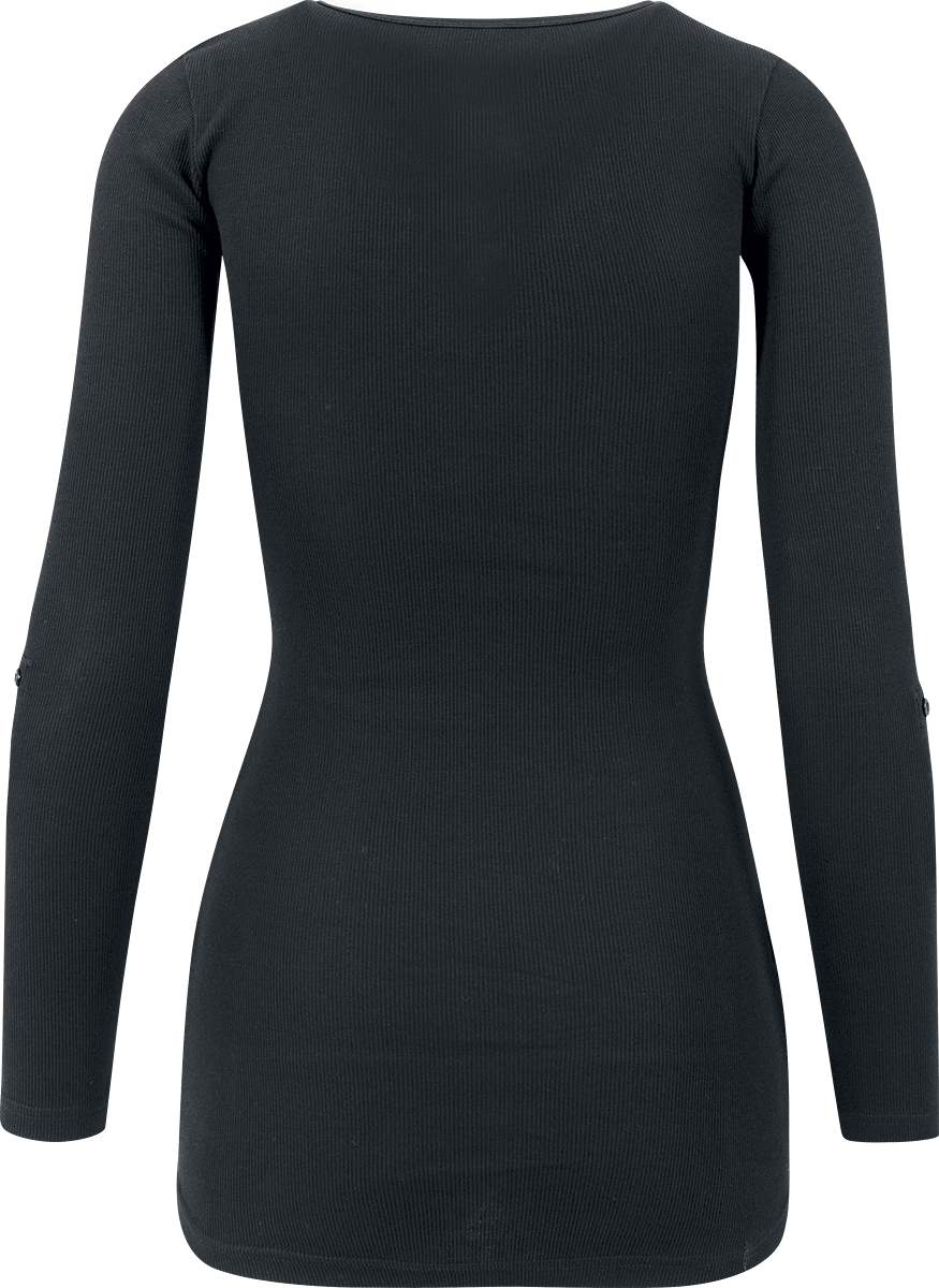 T-shirt manches longues  de Urban Classics - Haut long Femme Pocket Turnup - XS à L - pour Femme - noir - Urban Classics - View 2