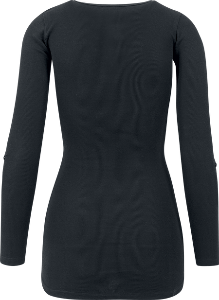 T-shirt manches longues  de Urban Classics - Haut long Femme Pocket Turnup - XS à L - pour Femme - noir - Urban Classics - View 2