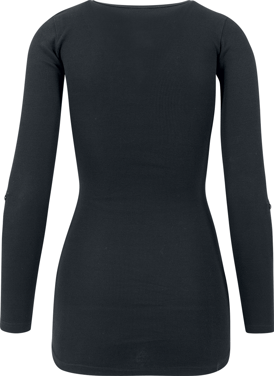 T-shirt manches longues  de Urban Classics - Haut long Femme Pocket Turnup - XS à XL - pour Femme - noir - Urban Classics - View 2