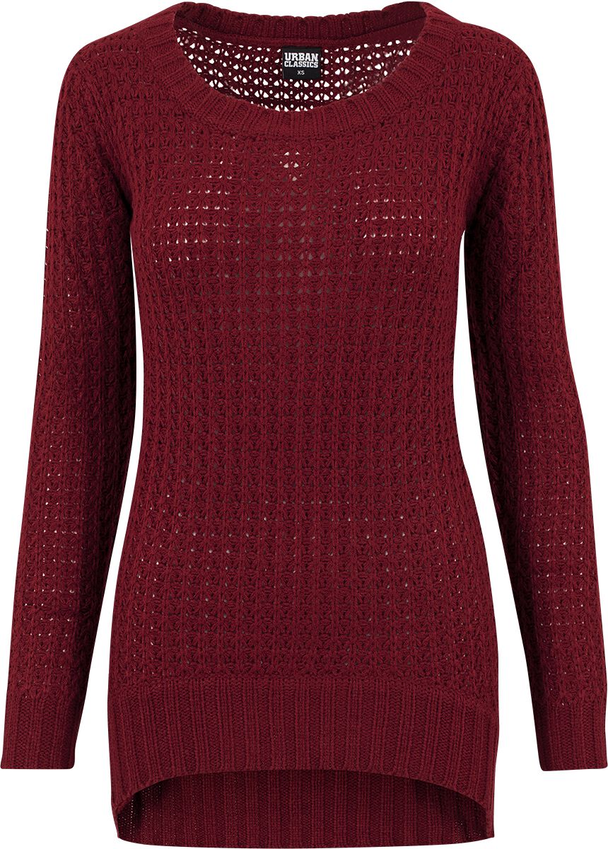 Pull tricoté  de Urban Classics - Ladies Sweat Long Wideneck - XS à S - pour Femme - bordeaux - Urban Classics