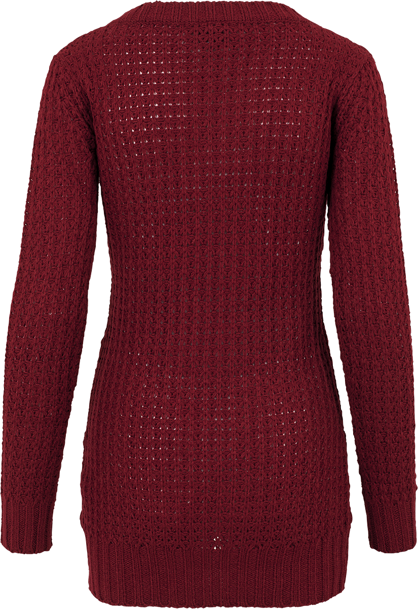 Pull tricoté  de Urban Classics - Ladies Sweat Long Wideneck - XS à L - pour Femme - bordeaux - Urban Classics - View 2