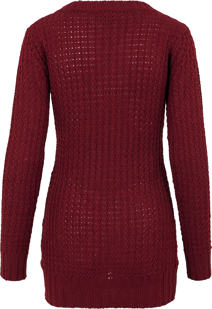 Pull tricoté  de Urban Classics - Ladies Sweat Long Wideneck - XS à L - pour Femme - bordeaux - Urban Classics - View 2