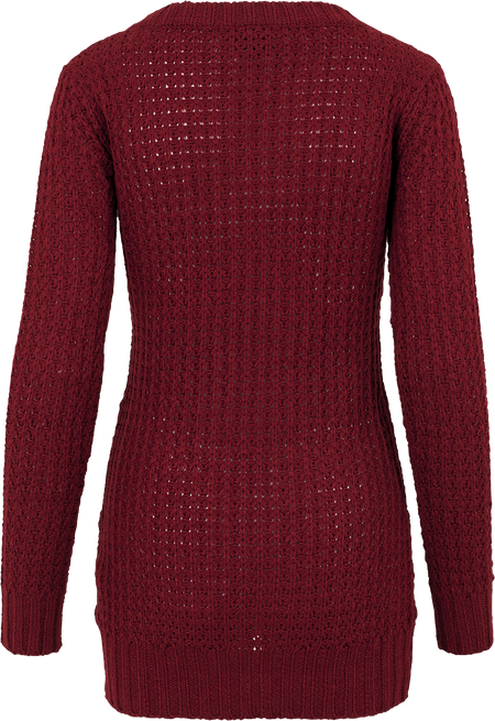 Pull tricoté  de Urban Classics - Ladies Sweat Long Wideneck - XS à S - pour Femme - bordeaux - Urban Classics - View 2