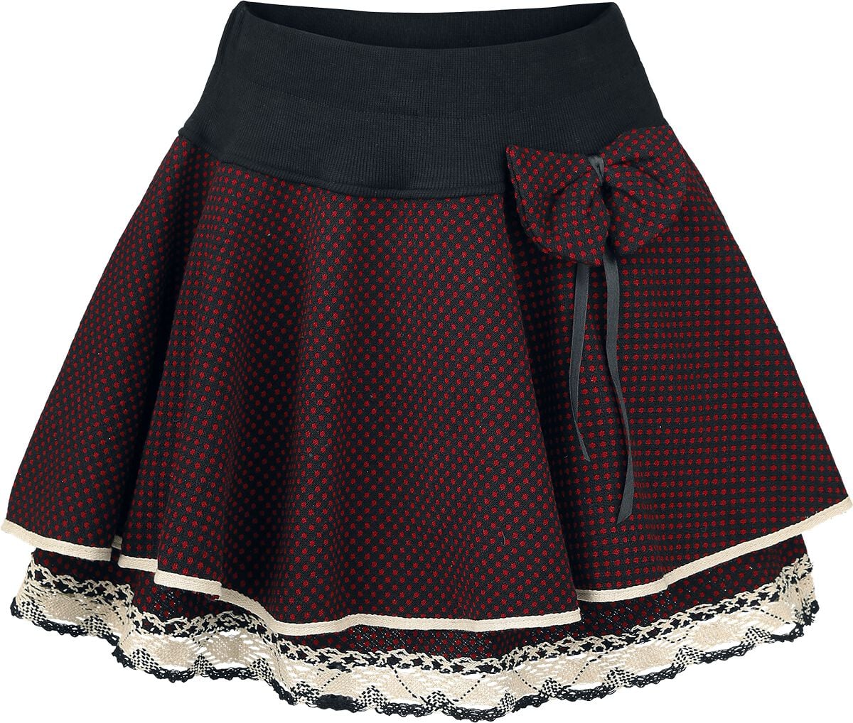 Jupe courte  de Innocent - Aya Bow - S à XL - pour Femme - noir/rouge - innocent