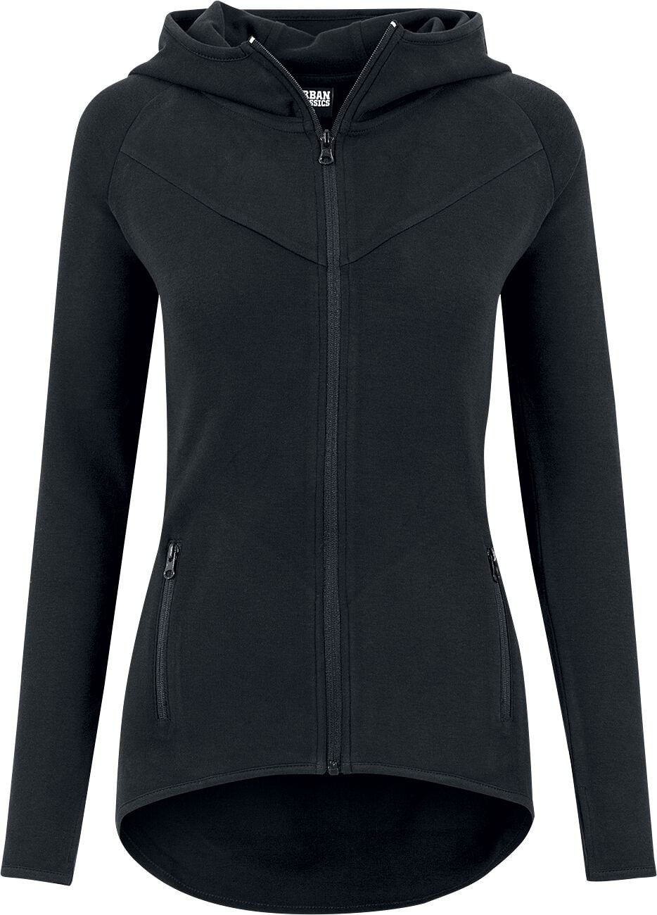Sweat-shirt zippé à capuche  de Urban Classics - Ladies Athletic Interlock Zip Hoodie - XS à S - pour Femme - noir - Urban Classics