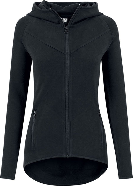 Sweat-shirt zippé à capuche  de Urban Classics - Ladies Athletic Interlock Zip Hoodie - XS à S - pour Femme - noir - Urban Classics