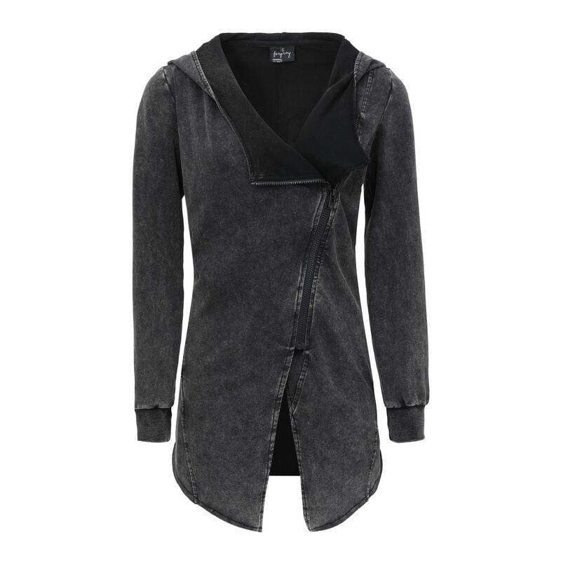 Sweat-shirt zippé à capuche  de Forplay - Sweat Vintage Avec Zip Asymétrique - S à XXL - pour Femme - noir - Forplay