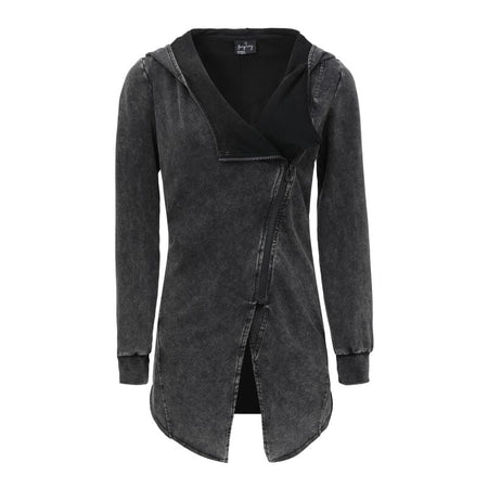 Sweat-shirt zippé à capuche  de Forplay - Sweat Vintage Avec Zip Asymétrique - S à XXL - pour Femme - noir - Forplay