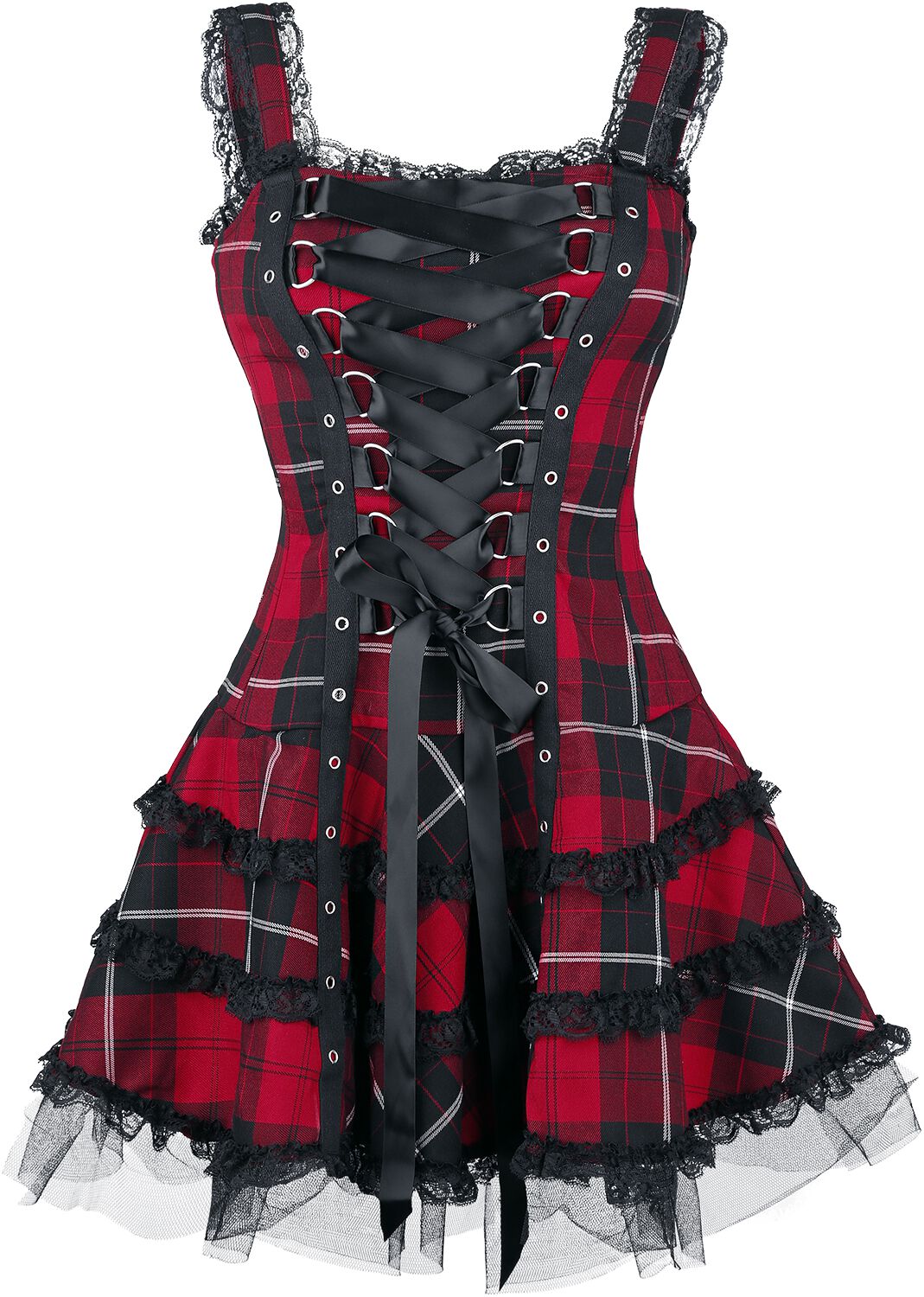Robe courte  de Hell Bunny - Robe Harley Tartan - XS à XL - pour Femme - rouge/noir - hell bunny