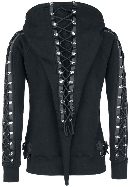 Sweat-shirt zippé à capuche  de Banned Alternative - Sweat Zippé Avec Laçages Décoratifs - S à XXL - pour Femme - noir - Banned Alternative - View 2