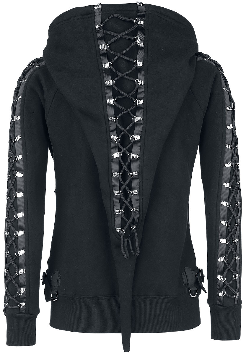 Sweat-shirt zippé à capuche  de Banned Alternative - Sweat Zippé Avec Laçages Décoratifs - S à XXL - pour Femme - noir - Banned Alternative - View 2