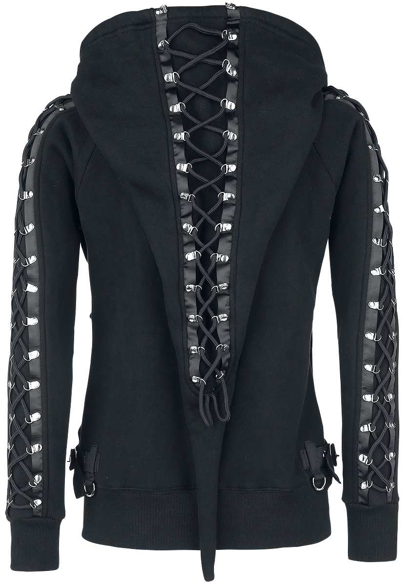 Sweat-shirt zippé à capuche  de Banned Alternative - Sweat Zippé Avec Laçages Décoratifs - S à XXL - pour Femme - noir - Banned Alternative - View 2