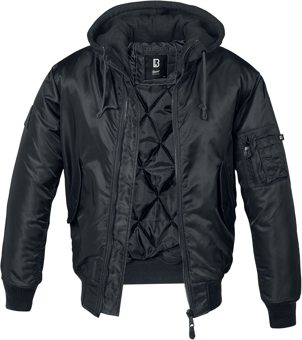 Bomber Rockabilly de Brandit - Veste À Capuche Chaude MA1 - S à 5XL - pour Homme - noir - Brandit