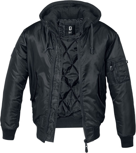 Bomber Rockabilly de Brandit - Veste À Capuche Chaude MA1 - S à 5XL - pour Homme - noir - Brandit