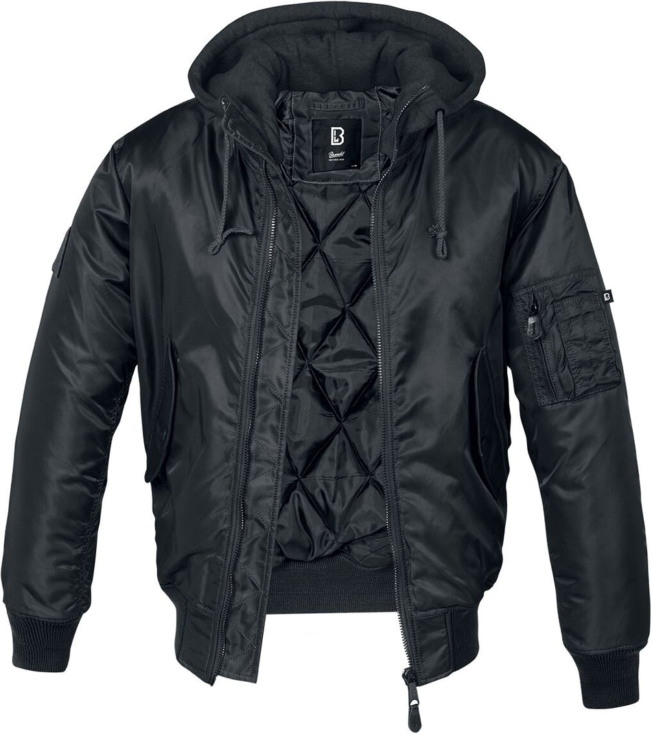 Bomber Rockabilly de Brandit - Veste À Capuche Chaude MA1 - S à 5XL - pour Homme - noir - Brandit