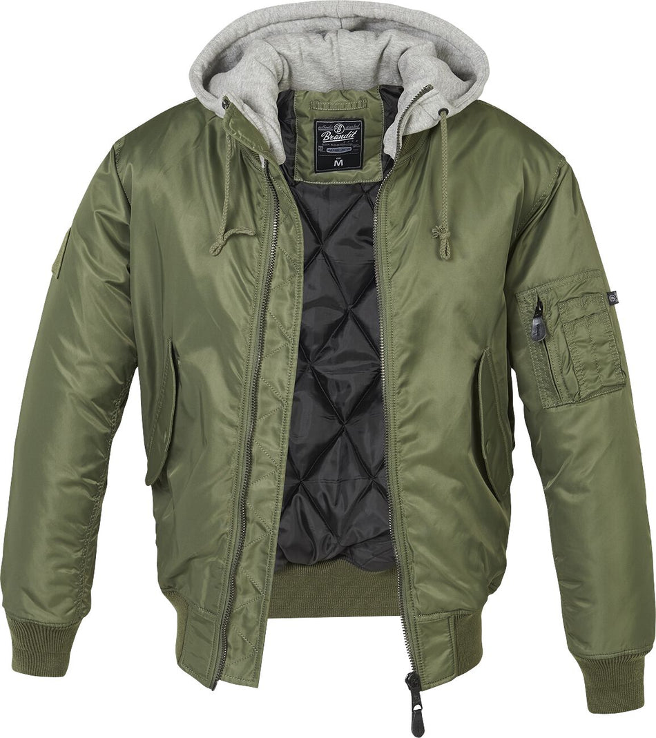 Bomber Rockabilly de Brandit - Veste À Capuche Chaude MA1 - S à 4XL - pour Homme - olive - Brandit