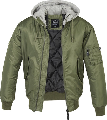 Bomber Rockabilly de Brandit - Veste À Capuche Chaude MA1 - S à 4XL - pour Homme - olive - Brandit