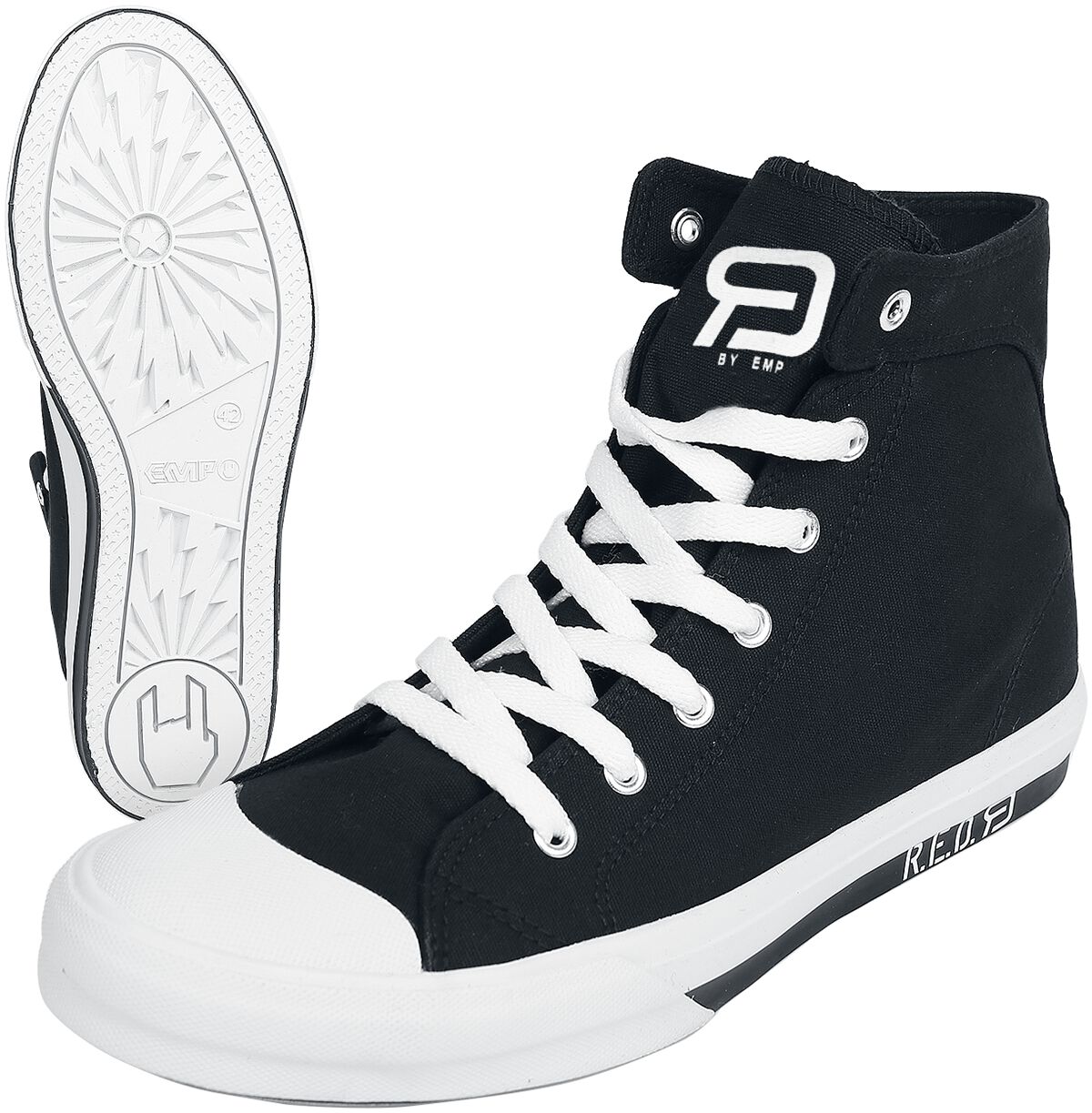 Baskets hautes Rockabilly de RED by EMP - Walk The Line - EU37 à EU47 - pour Unisexe - noir/blanc - RED by EMP
