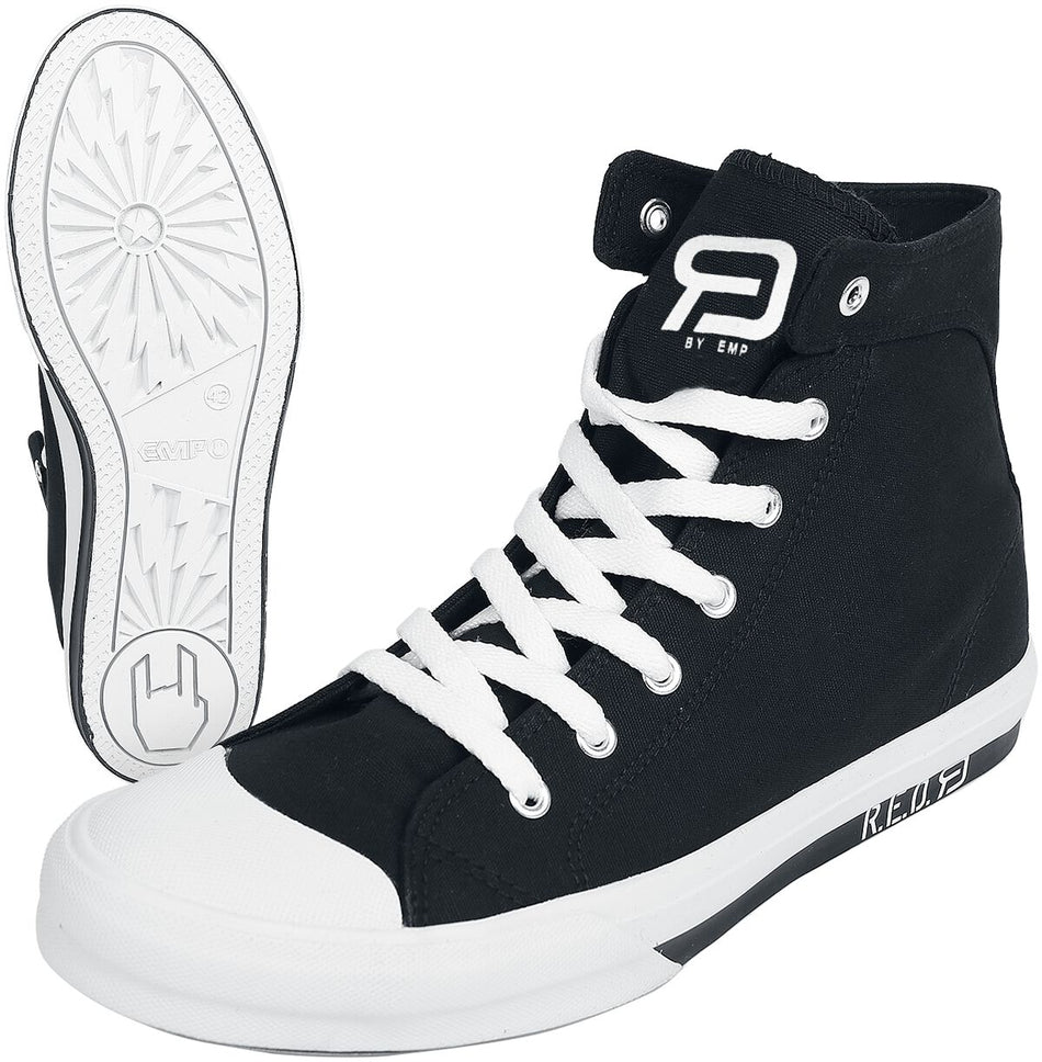 Baskets hautes Rockabilly de RED by EMP - Walk The Line - EU37 à EU47 - pour Unisexe - noir/blanc - RED by EMP