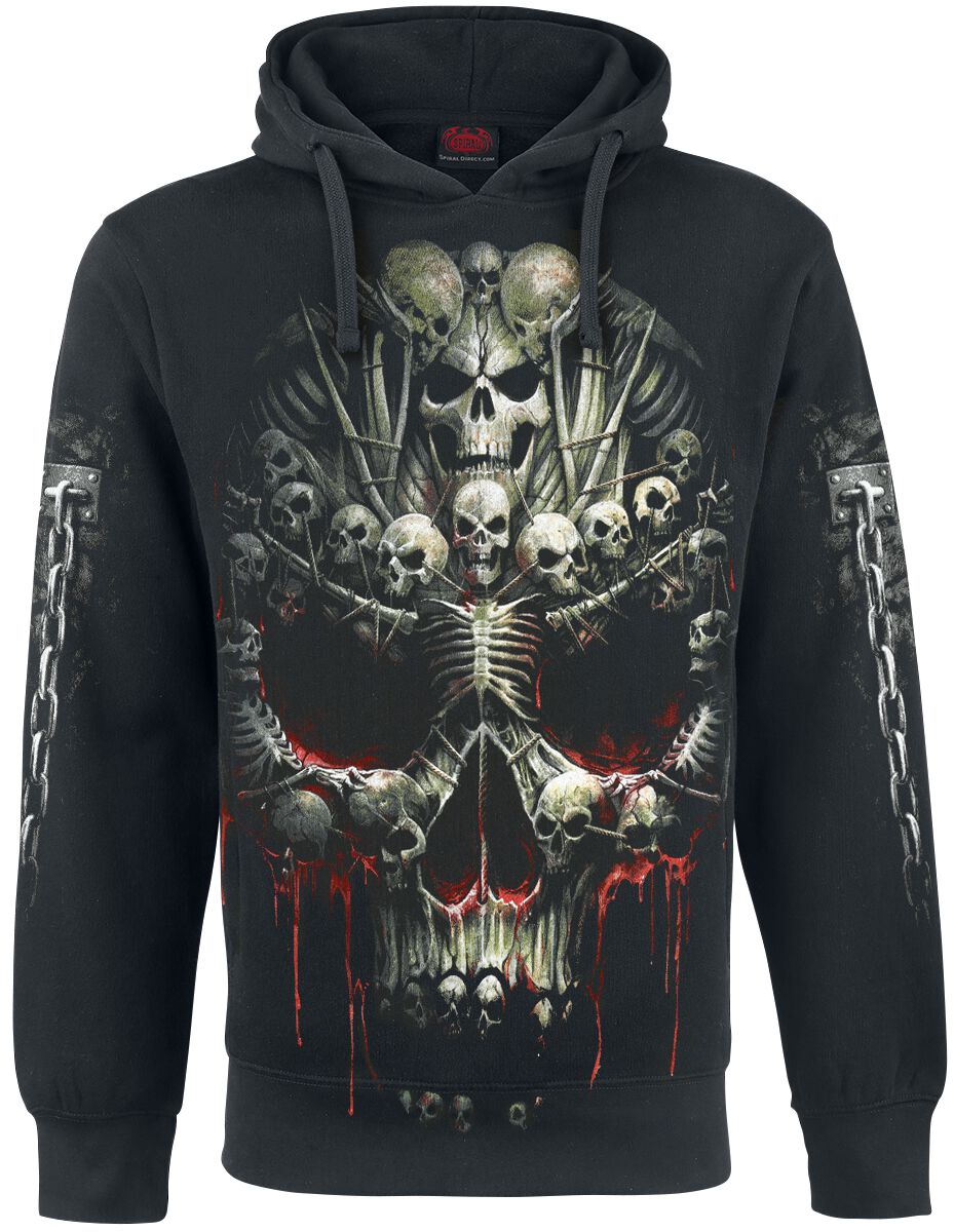 Sweat-shirt à capuche Gothic de Spiral - Death Bones - S à M - pour Homme - noir - Spiral