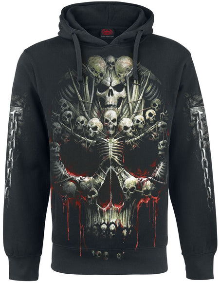 Sweat-shirt à capuche Gothic de Spiral - Death Bones - S à M - pour Homme - noir - Spiral