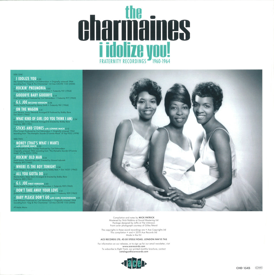 IDOLIZE YOU !-FRATERNITY RECORDINGS 1960-1964 - Back Cover