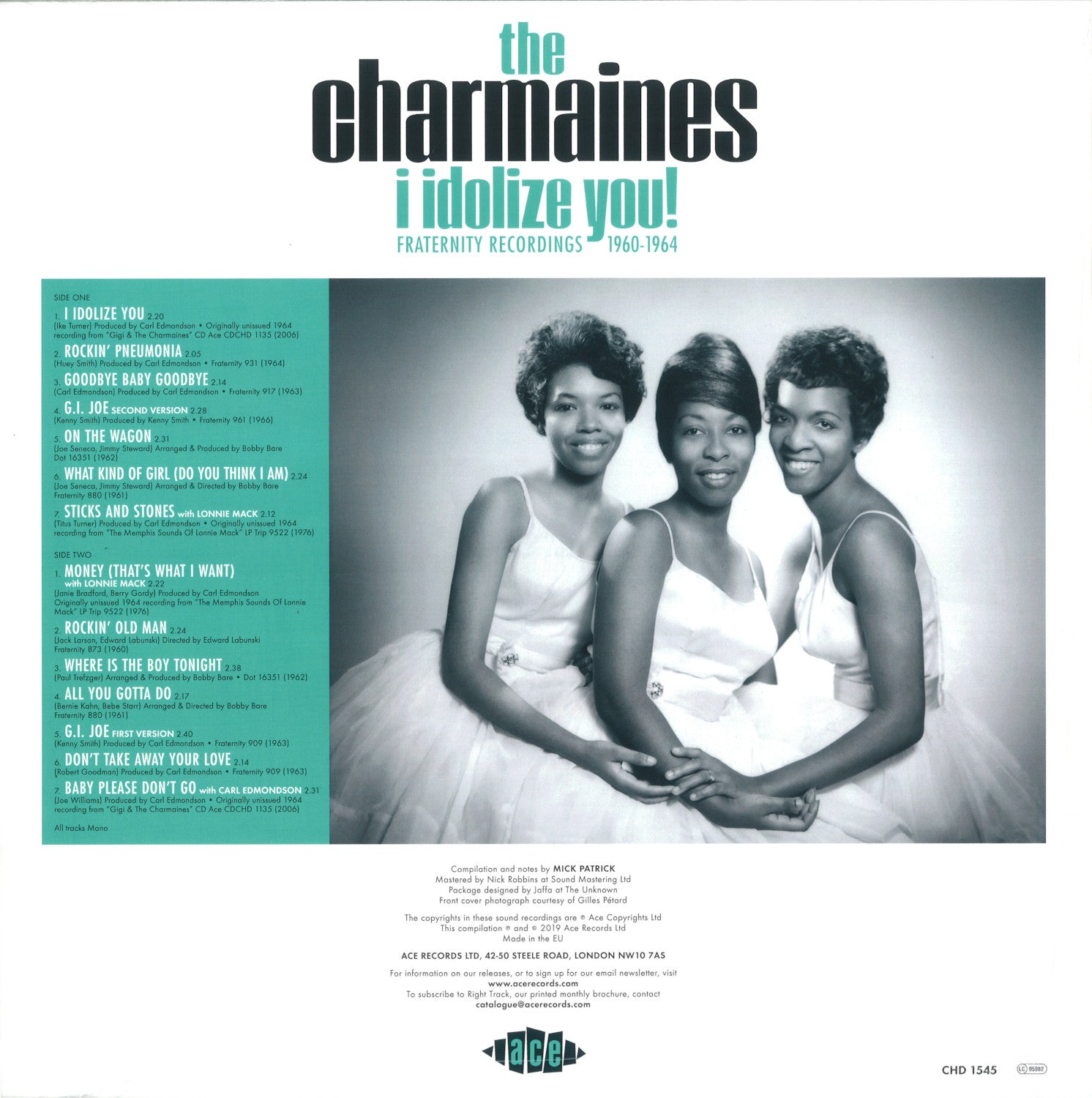 IDOLIZE YOU !-FRATERNITY RECORDINGS 1960-1964 - Back Cover