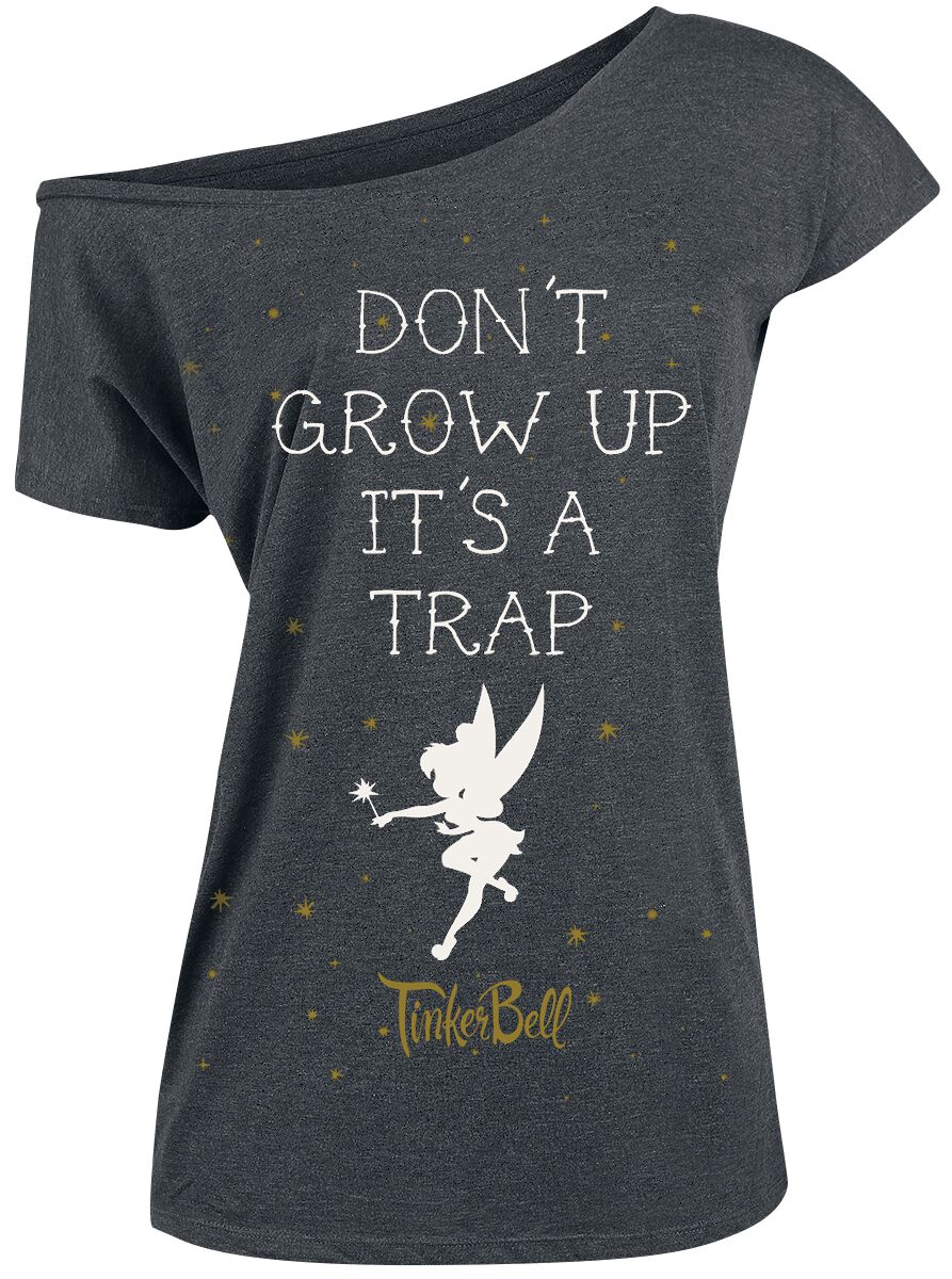 T-Shirt Manches courtes Disney de Peter Pan - Peter Pan - Don't Grow Up - S à 5XL - pour Femme - gris sombre chiné - Peter Pan