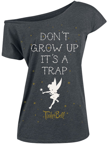 T-Shirt Manches courtes Disney de Peter Pan - Peter Pan - Don't Grow Up - S à 5XL - pour Femme - gris sombre chiné - Peter Pan