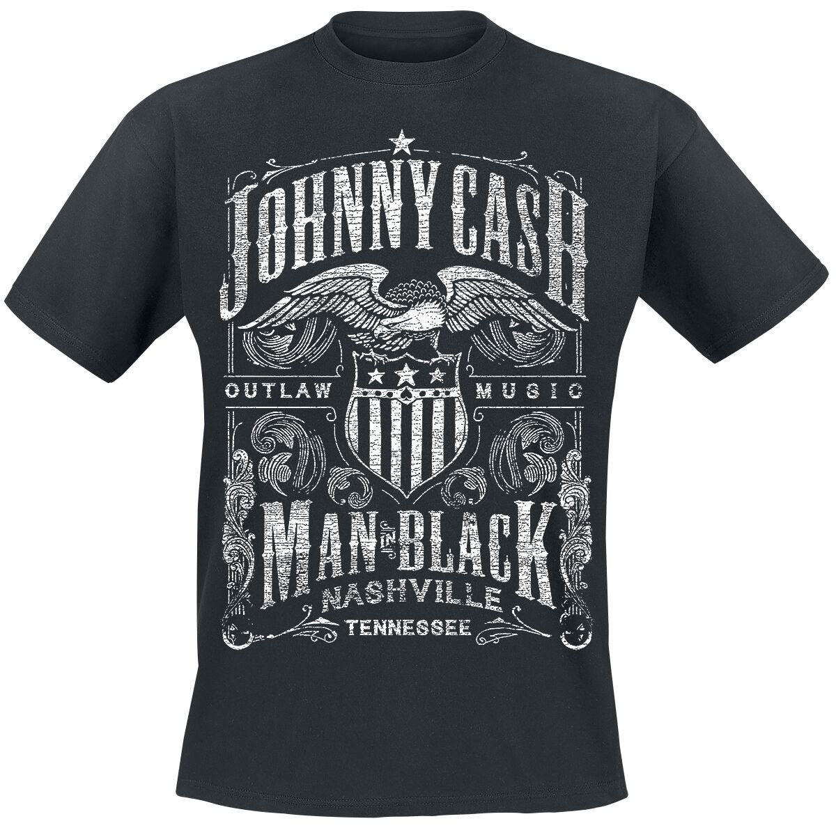 T-Shirt Manches courtes  de Johnny Cash - Outlaw Music - M à 5XL - pour Homme - noir - Johnny Cash