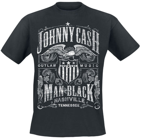 T-Shirt Manches courtes  de Johnny Cash - Outlaw Music - M à 5XL - pour Homme - noir - Johnny Cash