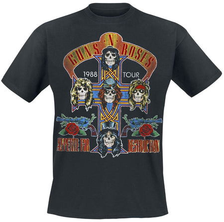 T-Shirt Manches courtes  de Guns N' Roses - Tour 1988 - M à 5XL - pour Homme - noir - Guns N' Roses
