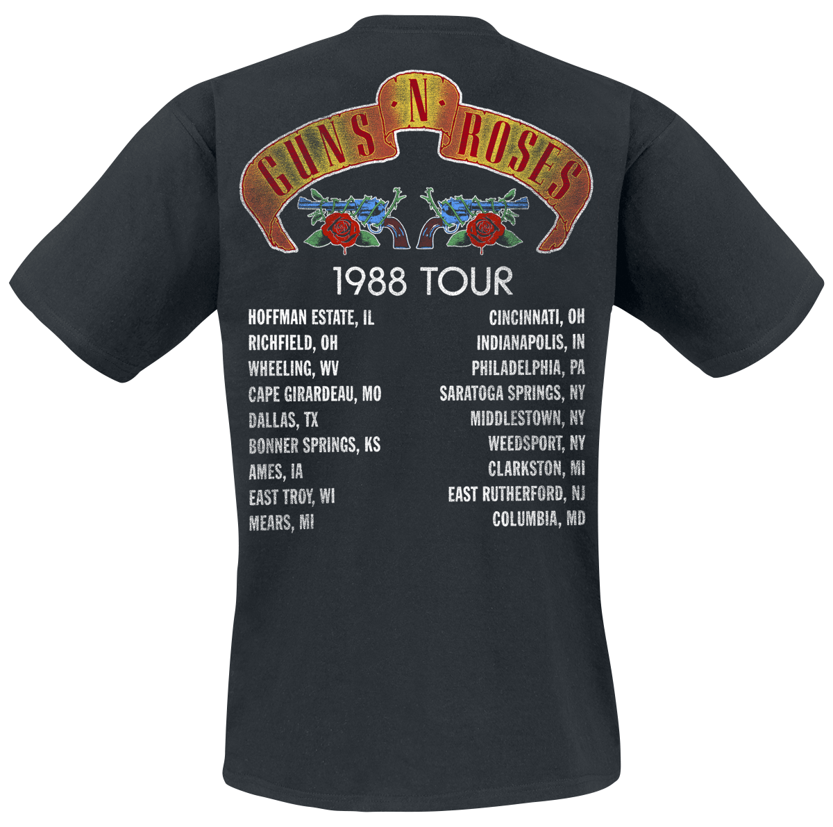 T-Shirt Manches courtes  de Guns N' Roses - Tour 1988 - M à 5XL - pour Homme - noir - Guns N' Roses - View 2