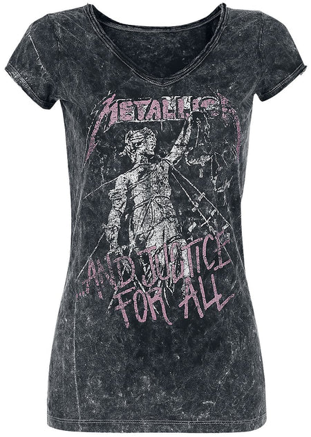 T-Shirt Manches courtes  de Metallica - ... And Justice For All - S à XL - pour Femme - noir - metallica