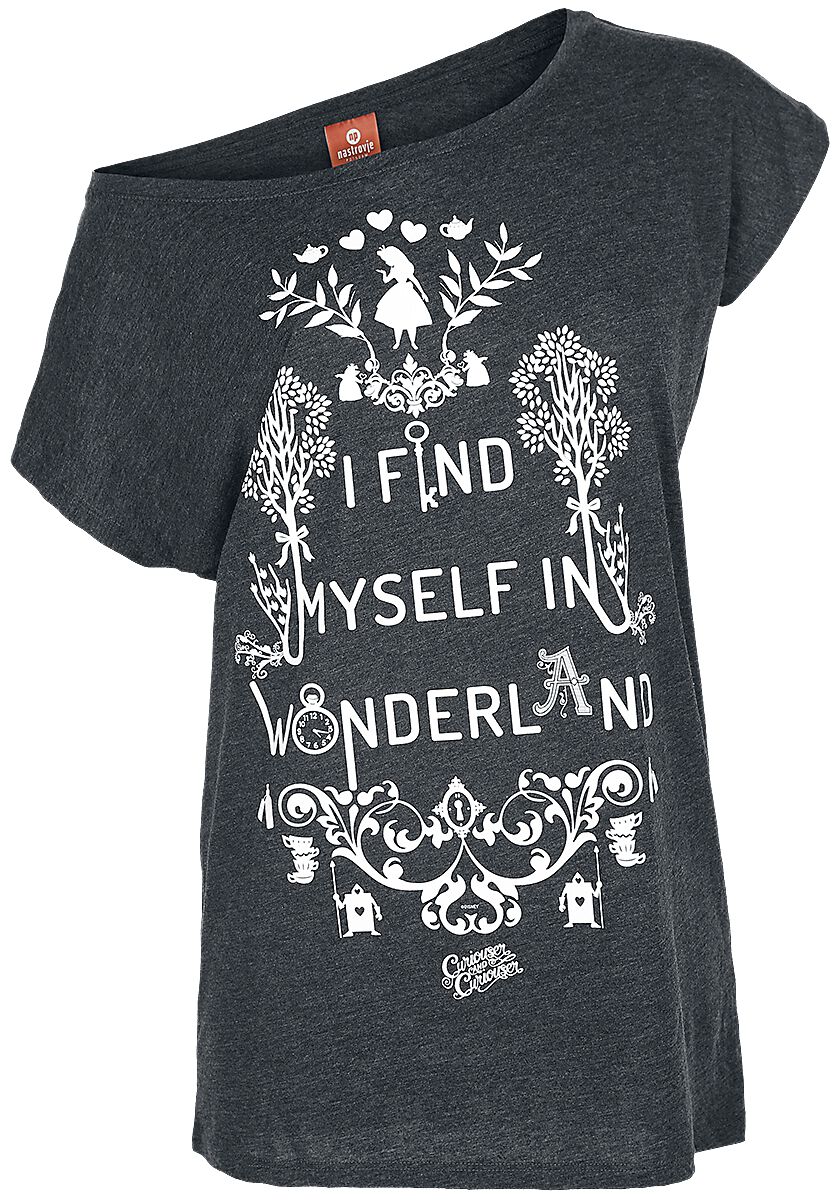 T-Shirt Manches courtes Disney de Alice Au Pays Des Merveilles - I Find Myself In Wonderland - S à 5XL - pour Femme - gris chiné - Alice Au Pays Des Merveilles